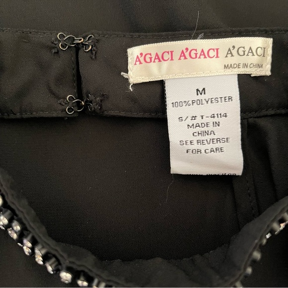 A’gaci Black Sheer Halter Top w/ Embellished Collar and Semi Open Back - Picture 6 of 6